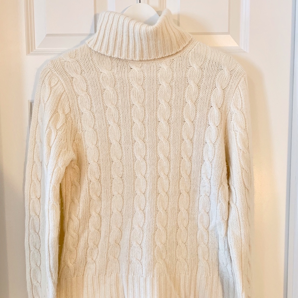 J. Crew Wool Blend Cable Knit Turtleneck Sweater